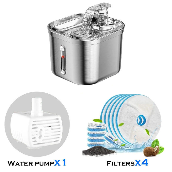 Cat Water Fountain Automatic Pet Feeder Stainless Steel Dispenser