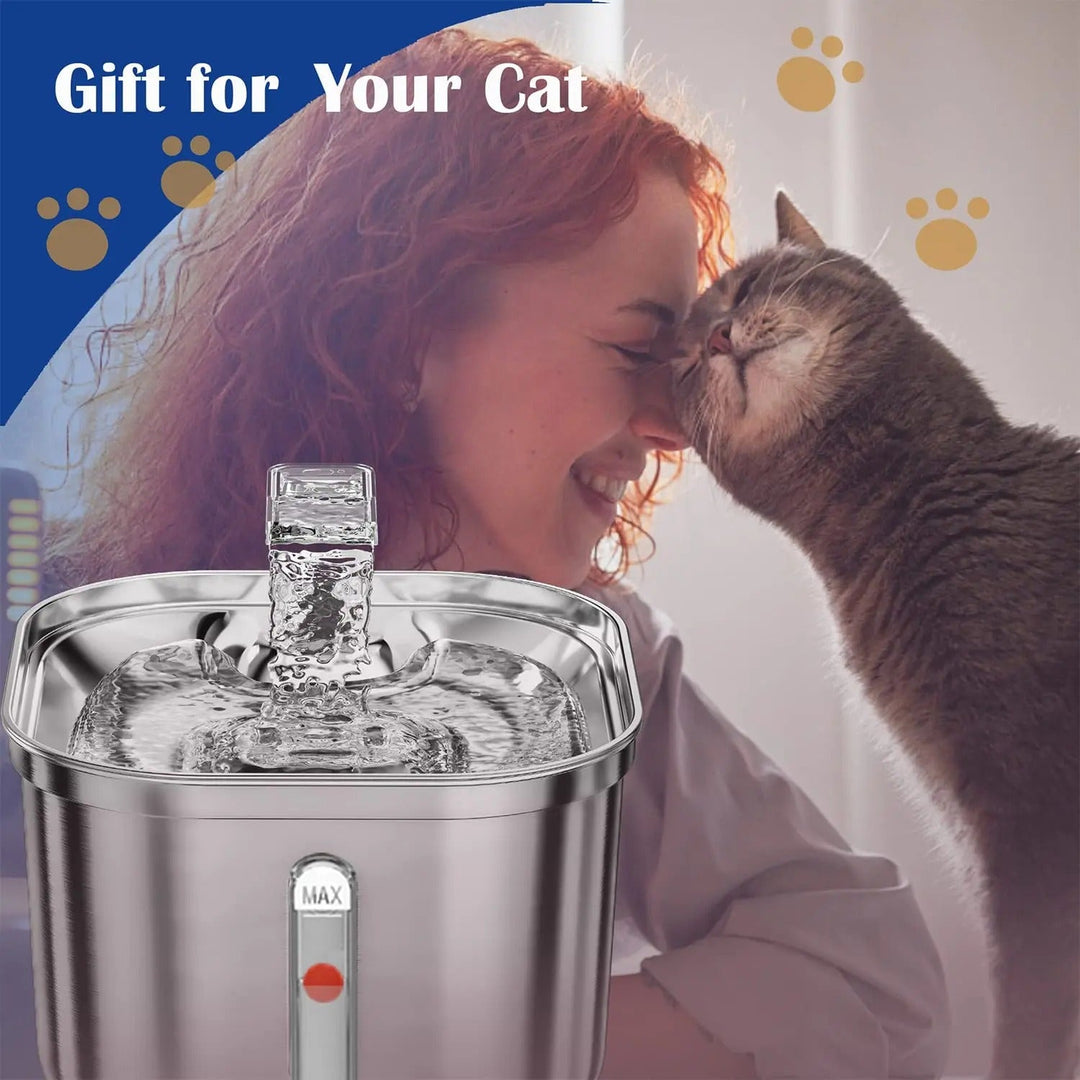 Cat Water Fountain Automatic Pet Feeder Stainless Steel Dispenser