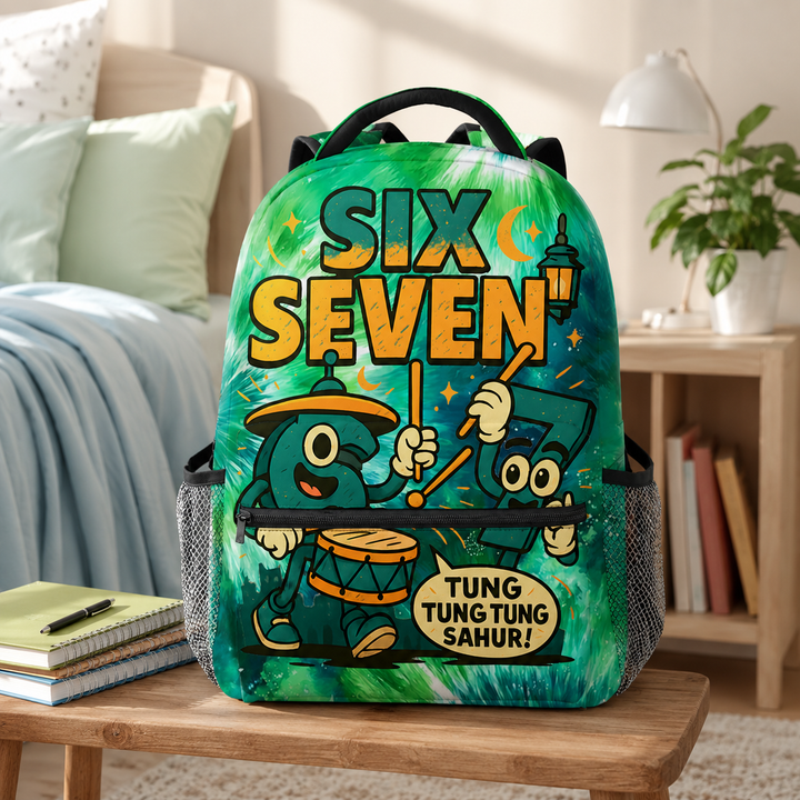 Six Seven 67 Unisex Kids School Backpack, Full-Print