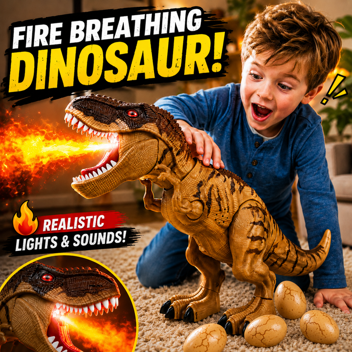 Walking Spray Dinosaur Toy Roars Projects Dinosaur Images Lights Up and Lays Eggs
