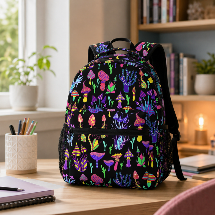 Trippy Mushroom Unisex Casual School Backpack