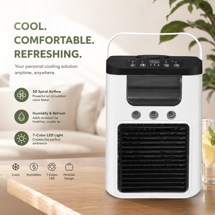 Mini Portable Air Conditioner Fan 7 Color LED Evaporative Air Cooler