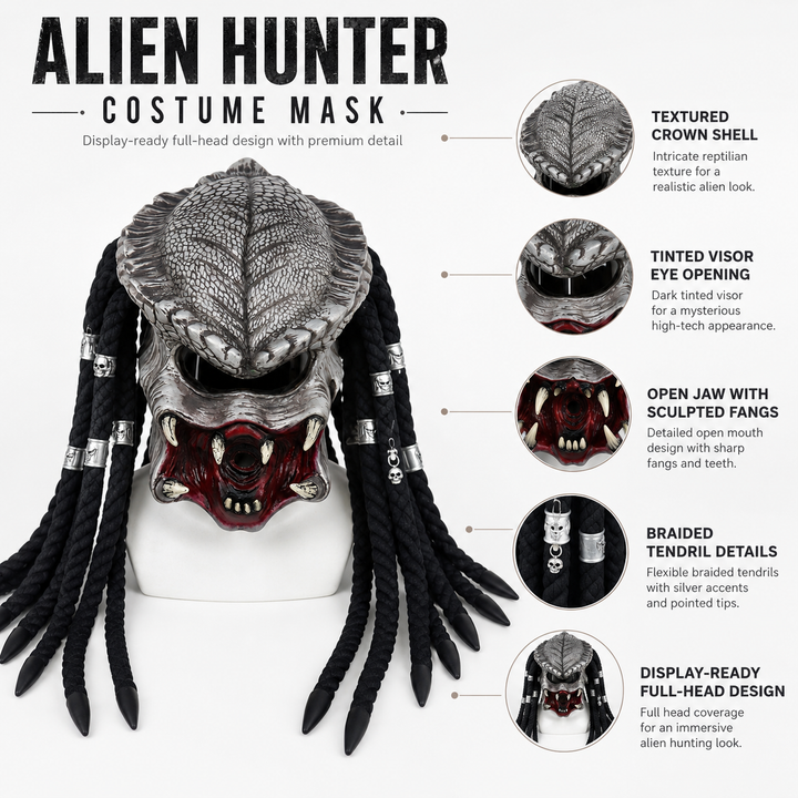 Predator Alien Hunter Mask for Halloween Cosplay Headgear