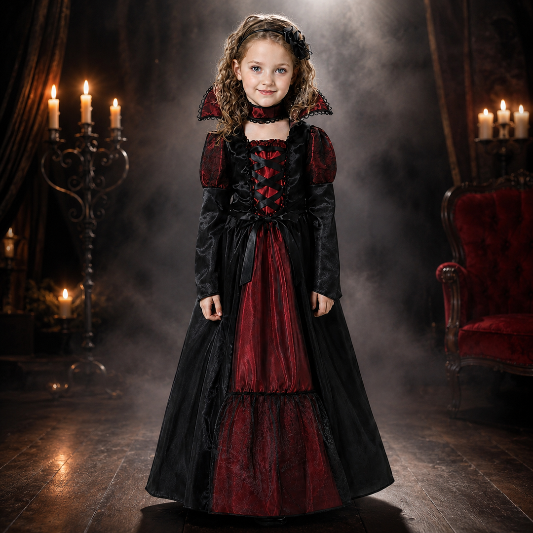 Vampire Costume for Girls with Cape and Vest Halloween Costume