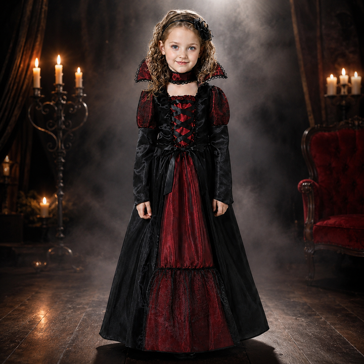 Vampire Costume for Girls with Cape and Vest Halloween Costume