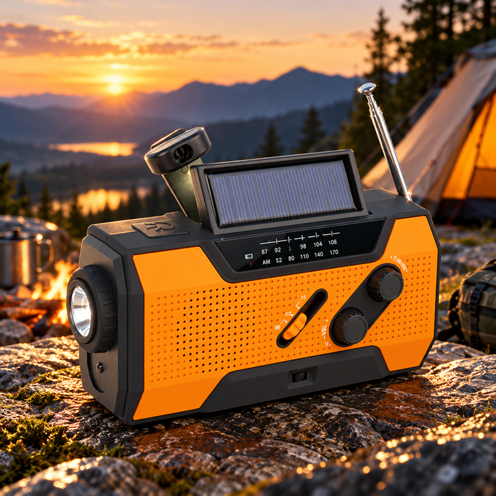 Wind Up Emergency Radio 5 Way Power AAA Solar NOAA 115dB Siren Lamp