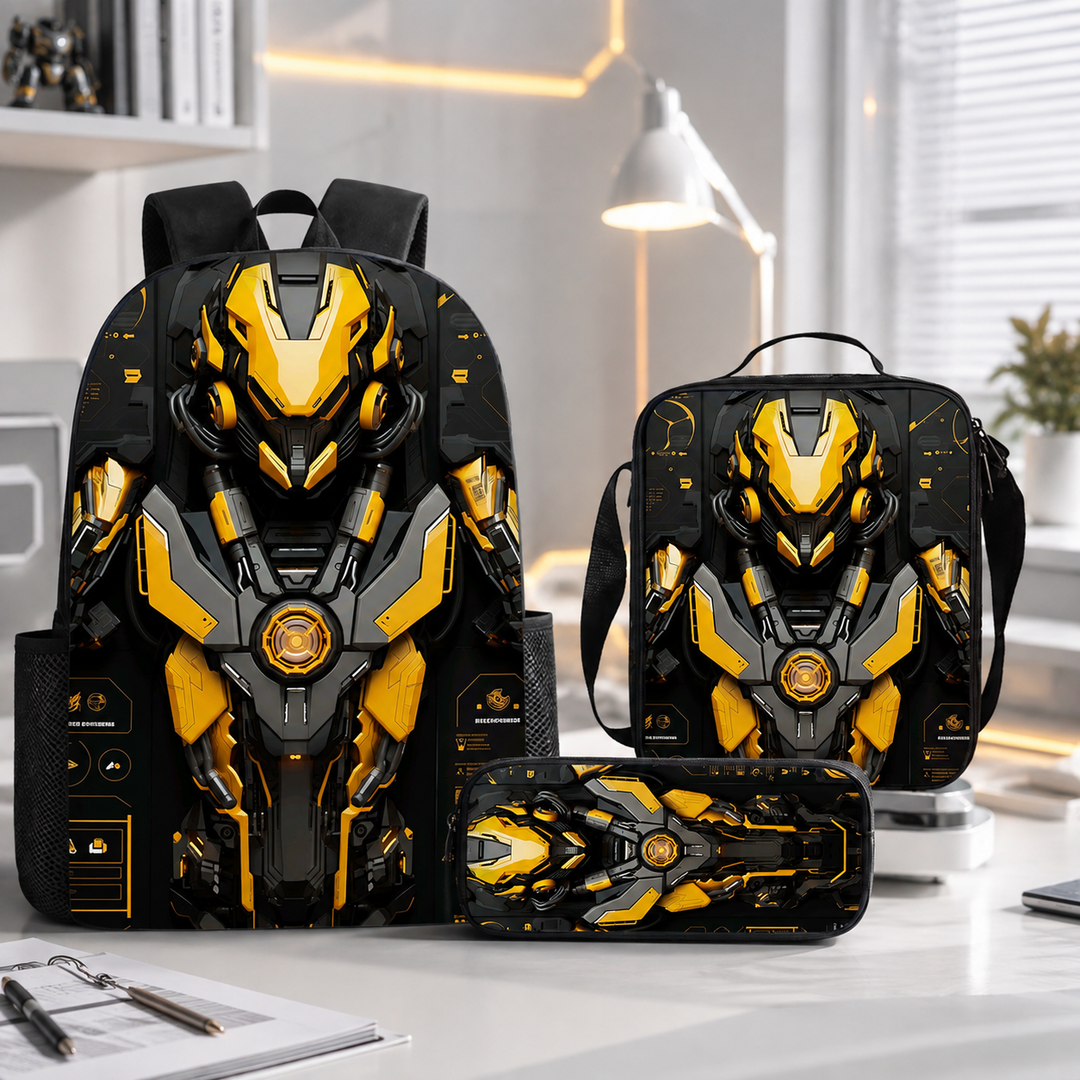 Boys Cyberpunk Robot School Backpack Set for Students