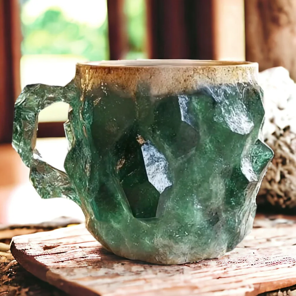 Coffee Mug Crystal Stone Design Circular Ceramic Drinkware