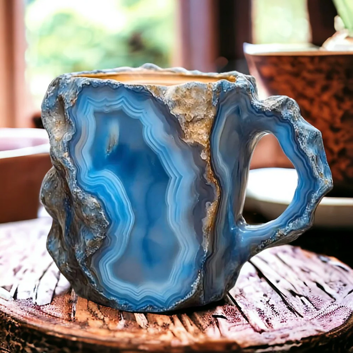 Coffee Mug Crystal Stone Design Circular Ceramic Drinkware