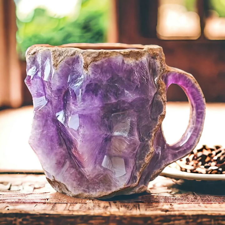 Coffee Mug Crystal Stone Design Circular Ceramic Drinkware