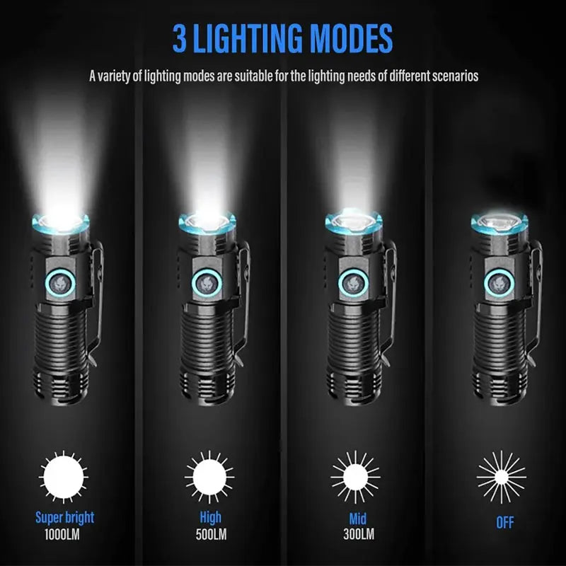 Rechargeable LED Flashlight Torch Compact Design