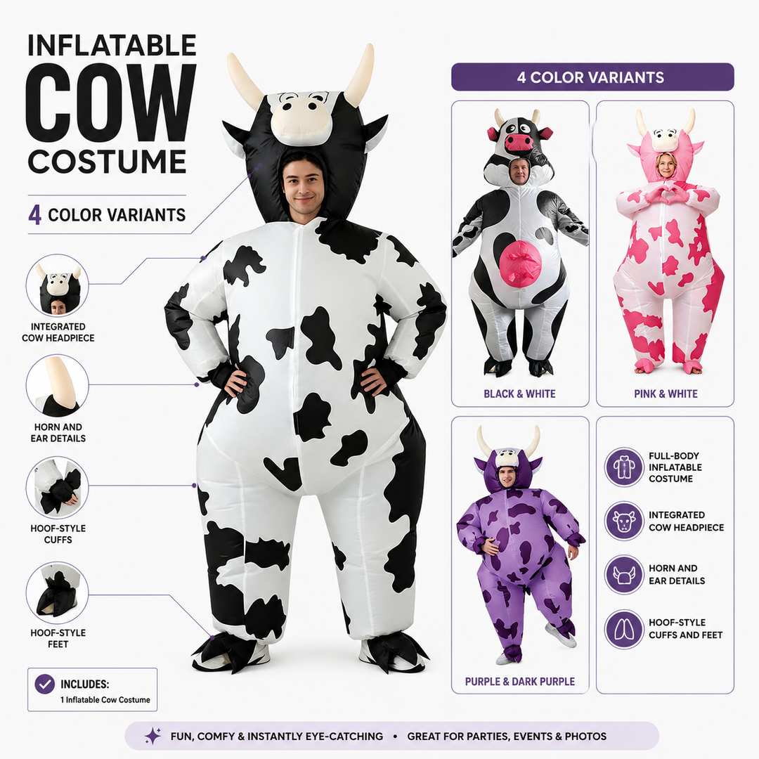 Inflatable Cow Ride-On Costume for Adult Halloween