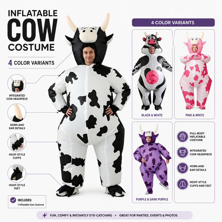 Inflatable Cow Ride-On Costume for Adult Halloween