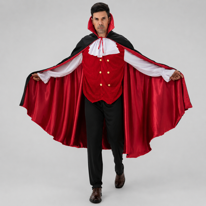 Vampire Cape Costume with Vest and Collar for Men