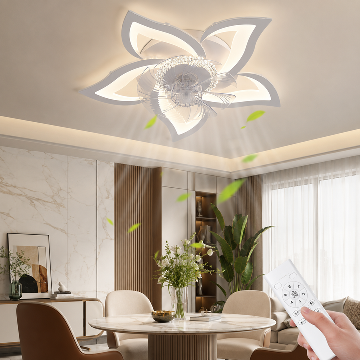 Modern Dimmable Ceiling Fan Light Remote App Control 6-Speed Lamp
