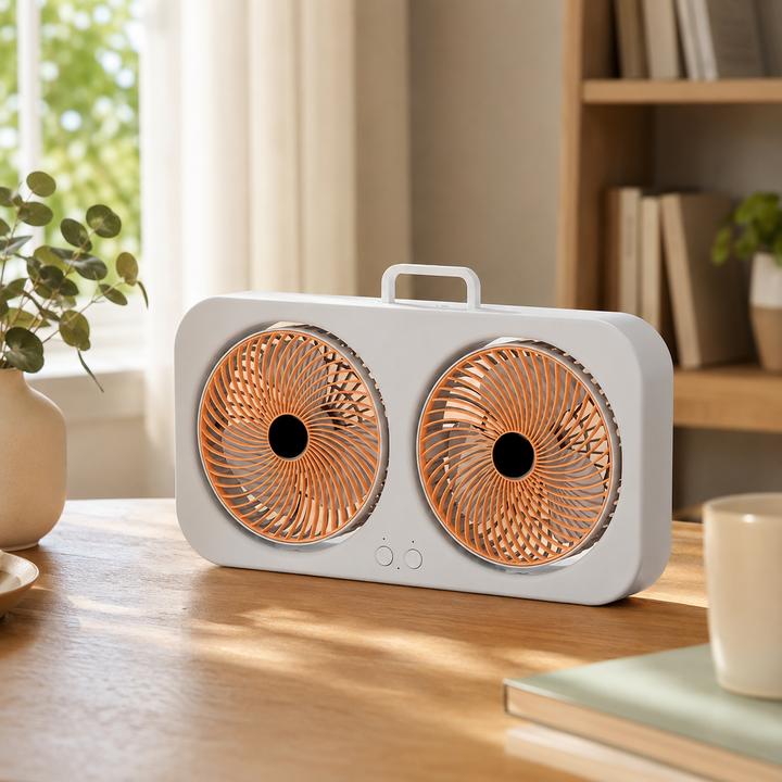 Double Head USB Circulating Fan Dual Motor 360 Adjustable Type-C Home Outdoor