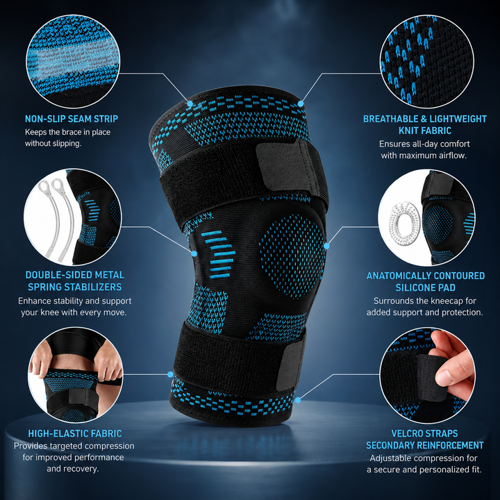 Compression Knee Brace Side Stabilizers Patella Gel Support Sleeve Sports