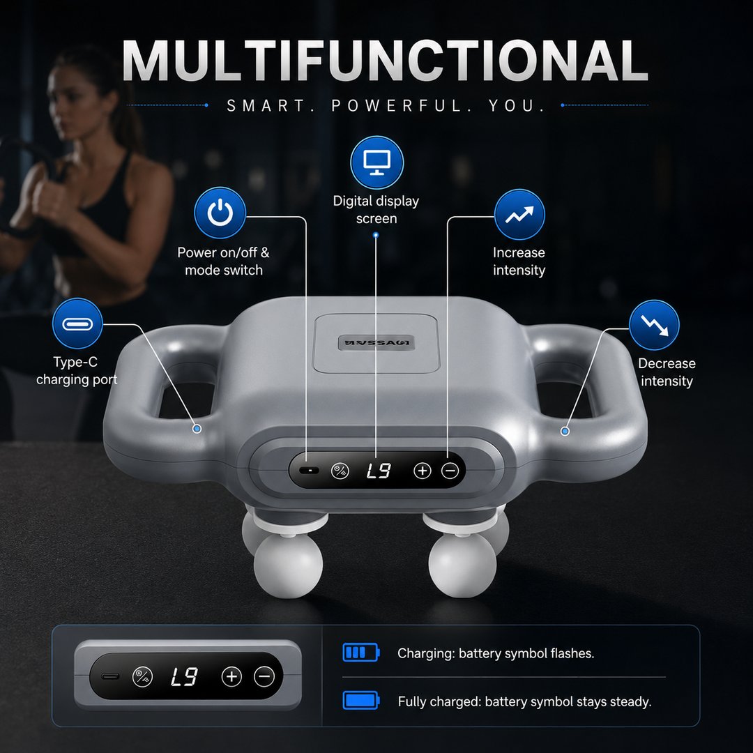 Massage Gun Deep Tissue 22 or 8 Head Electric Percussive Full Body Pain Relief
