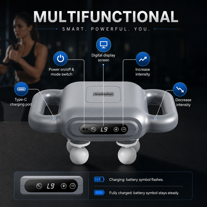 Massage Gun Deep Tissue 22 or 8 Head Electric Percussive Full Body Pain Relief
