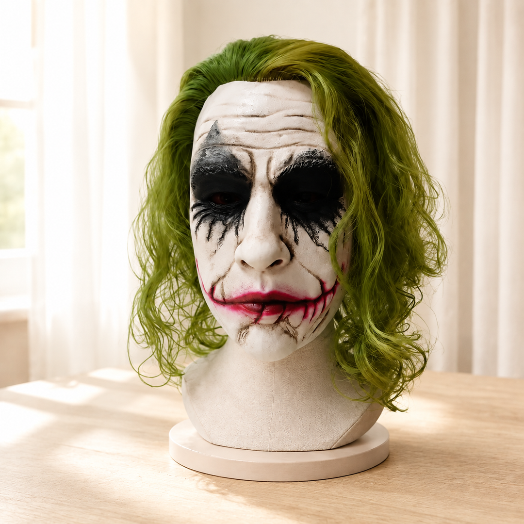 Joker Green Hair Clown Latex Mask for Adult Halloween