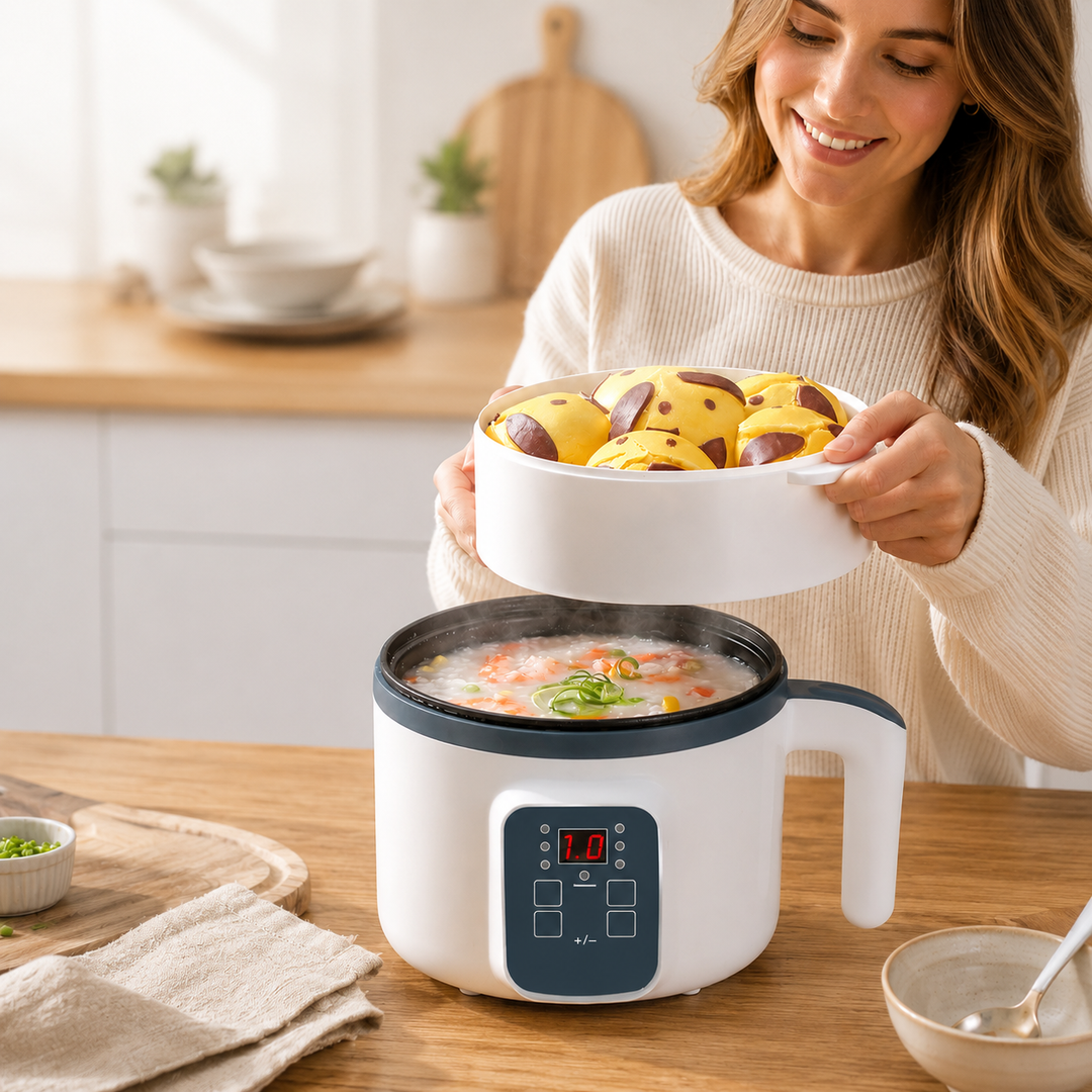 1.7L Electric Rice Cooker Multi-Function Non-Stick Pot Steamer Single Double Layer
