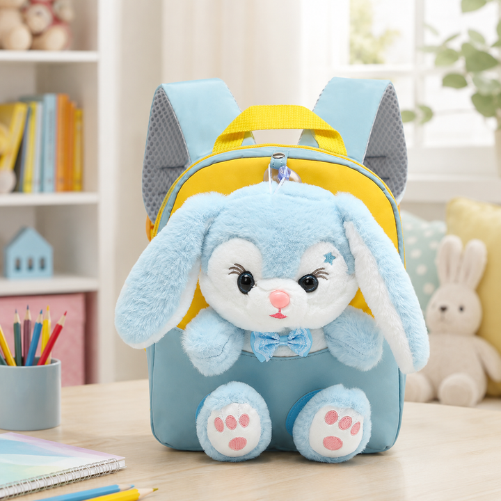Girls Plush Bunny School Backpack for Toddlers