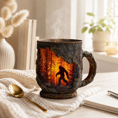 Bigfoot Witch Calf and Santa Rustic Resin Mug