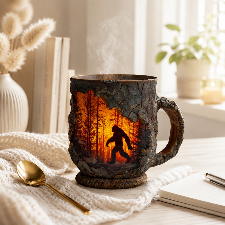 Bigfoot Witch Calf and Santa Rustic Resin Mug