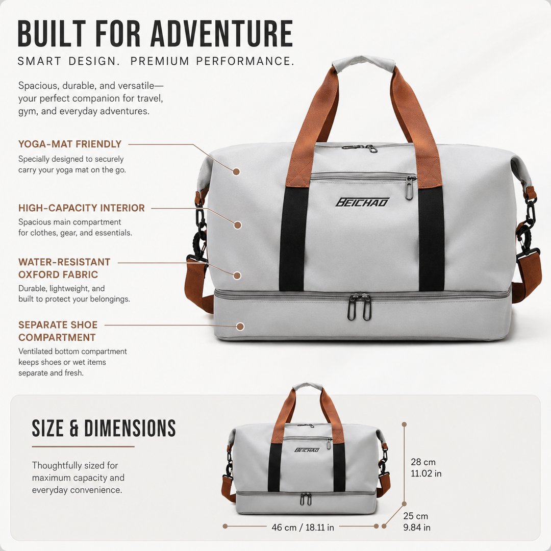 Sports Duffel Bag Water Resistant Travel Carry Bag