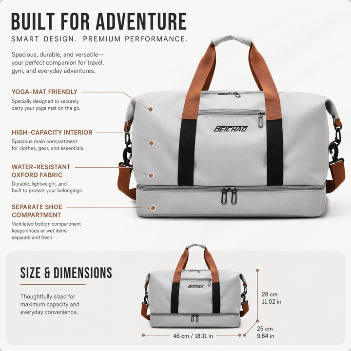 Sports Duffel Bag Water Resistant Travel Carry Bag