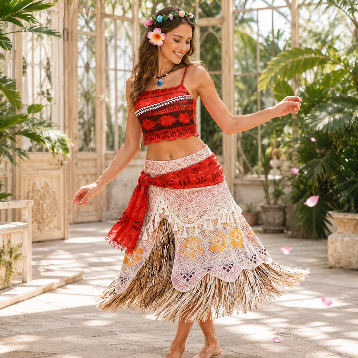 Moana Island Princess Costume Dress Set for Girls Halloween