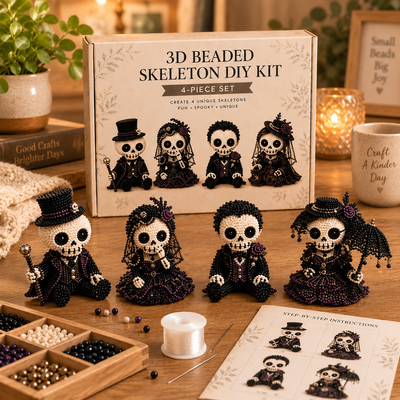 Halloween 3D Beaded Pirate Skull DIY Kit Set