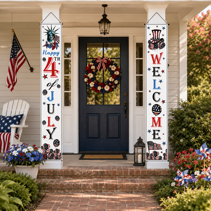 July 4th Independence Day Door Couplets American Eagle Patriotic Banner Flags Yard Decor