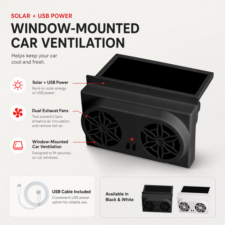 Car Solar Exhaust Fan Window Air Circulation Vehicle Cooling Summer