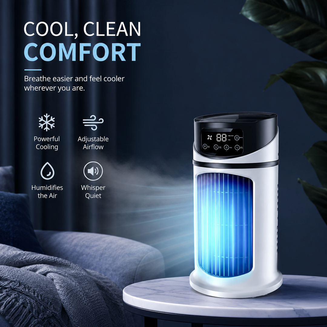 Portable Air Conditioner Desk Fan Spray Humidifier Timer Quiet Air Cooling