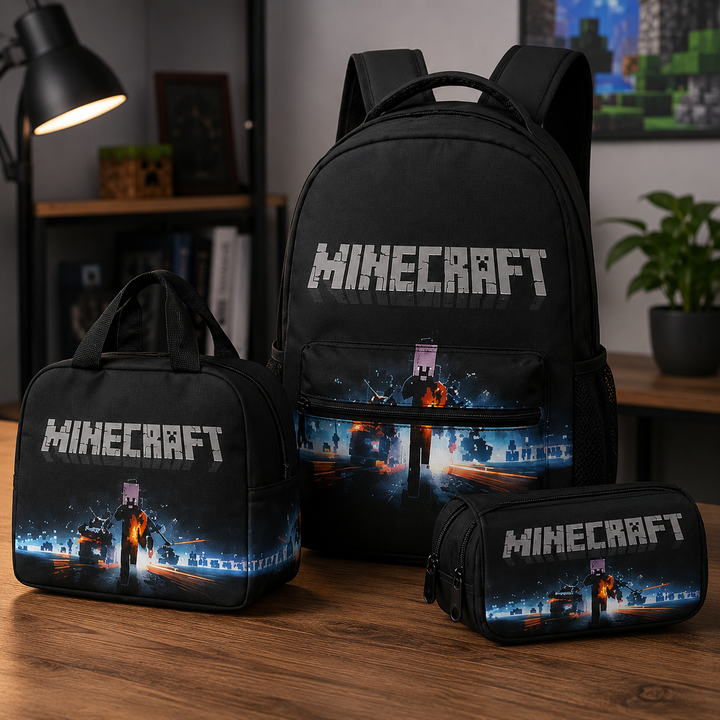 Minecraft Boys 3-Piece School Backpack Set with Lunch Bag &amp; Pencil Case