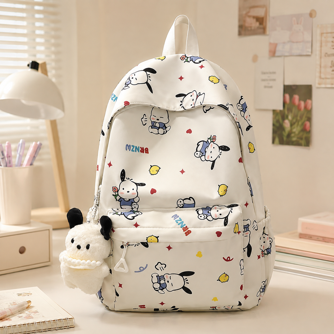 Cute Puppy Graffiti Girls School Backpack, Lightweight