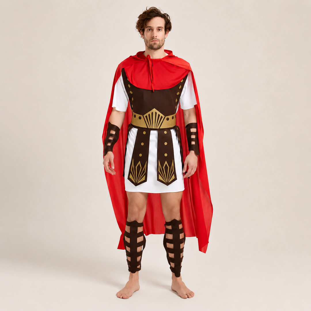 Roman Gladiator Costume Warrior Costume with Cape for Men and Women