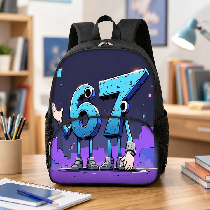 Six Seven 67 Kids Round Pocket School Backpack