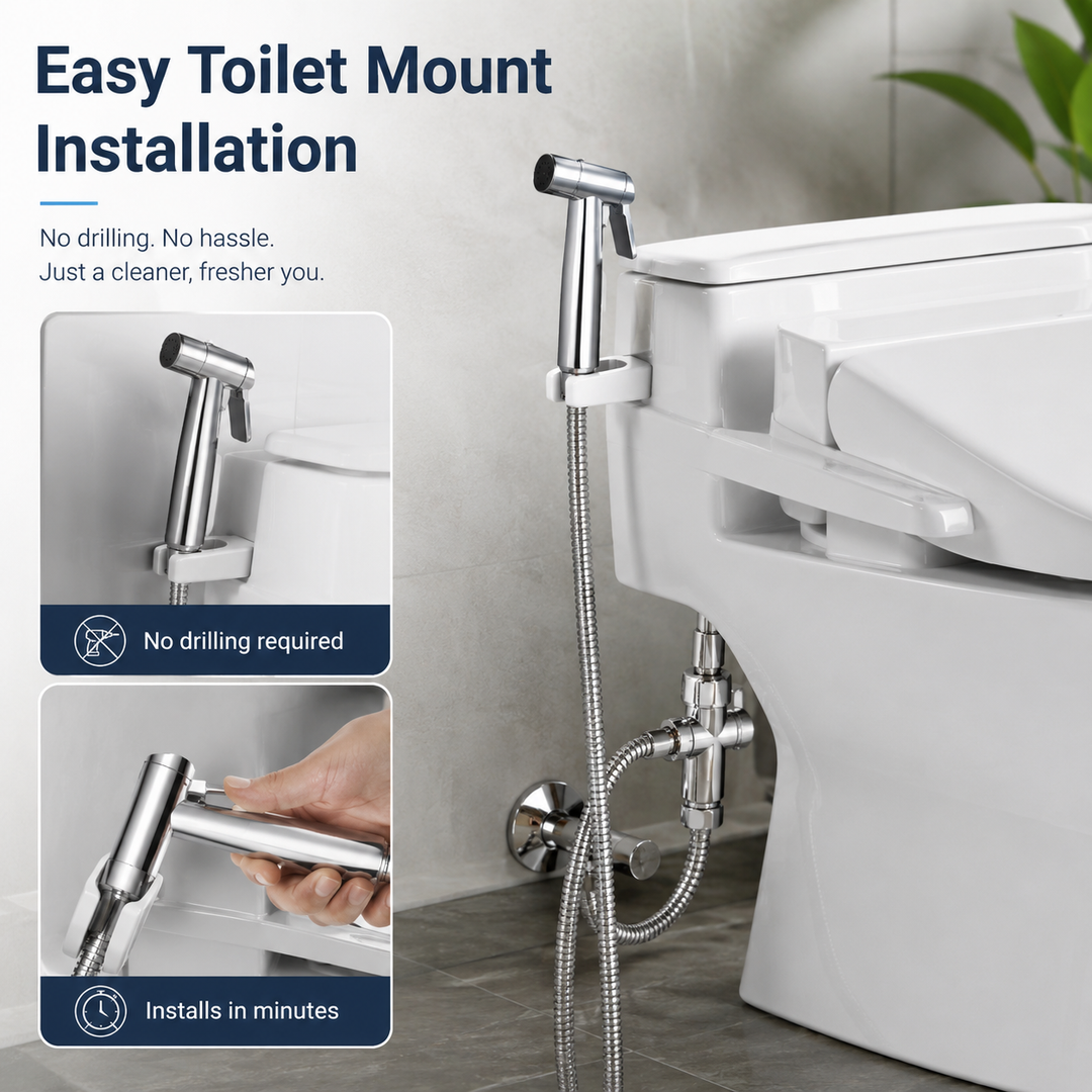 Handheld Bidet Sprayer for Toilet Adjustable Pressure Brushed Nickel with Hose