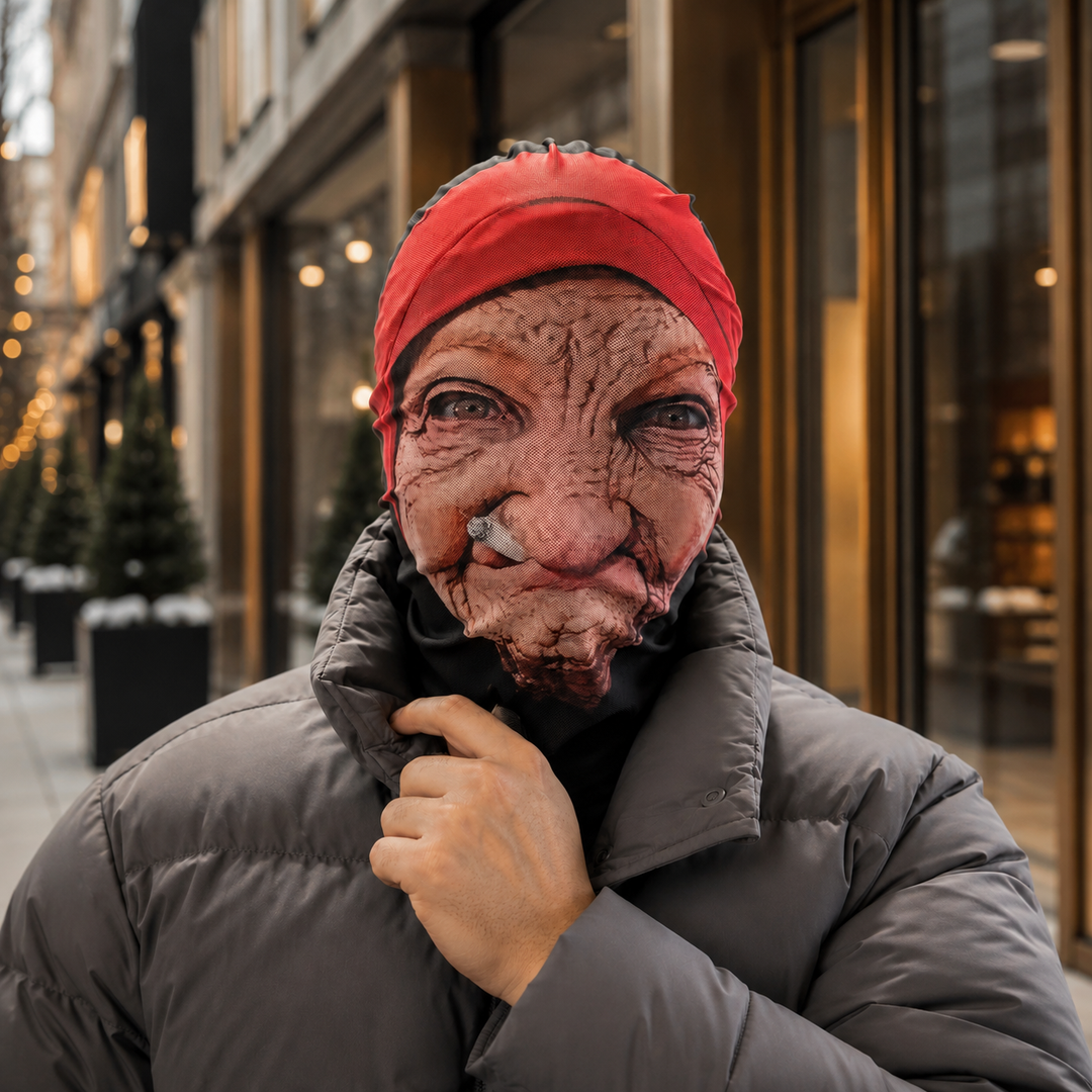 Old Lady Face Mask Funny Halloween Costume Mask