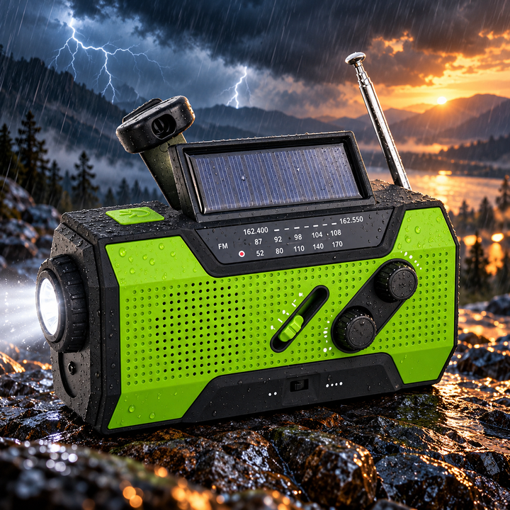 Wind Up Emergency Radio 5 Way Power AAA Solar NOAA 115dB Siren Lamp