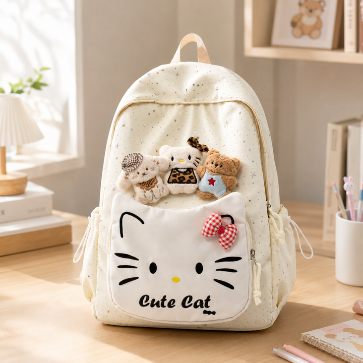 Hello Kitty Girls School Backpack, Large Capacity Lightweight