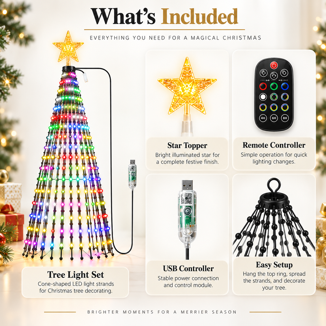 Smart Christmas Tree Lights with Star Topper App Remote LED Strands