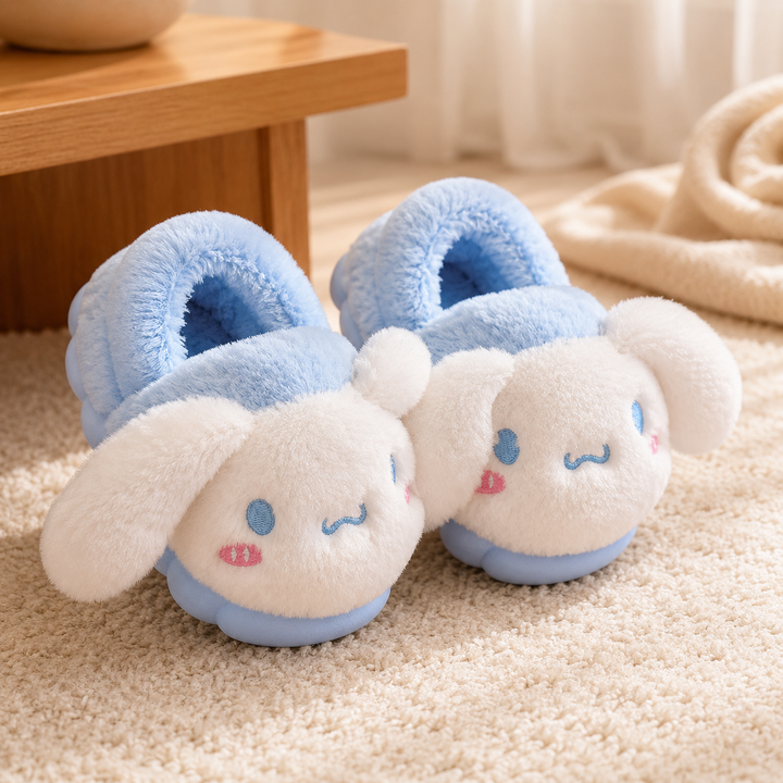 Cute Cartoon Plush Slippers Kids Winter Indoor Soft Warm Shoes
