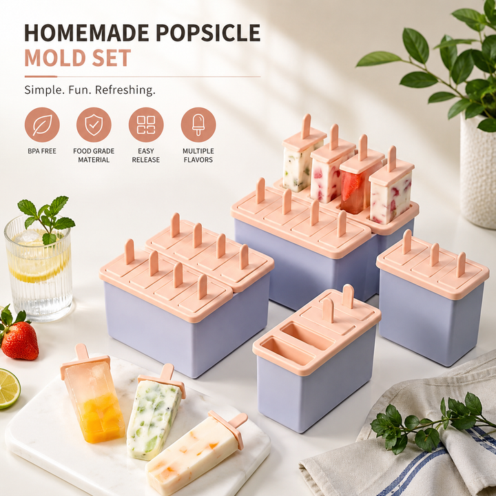 Popsicle Mold Ice Pop Maker with Lid Reusable BPA-Free Ice Cream Mold