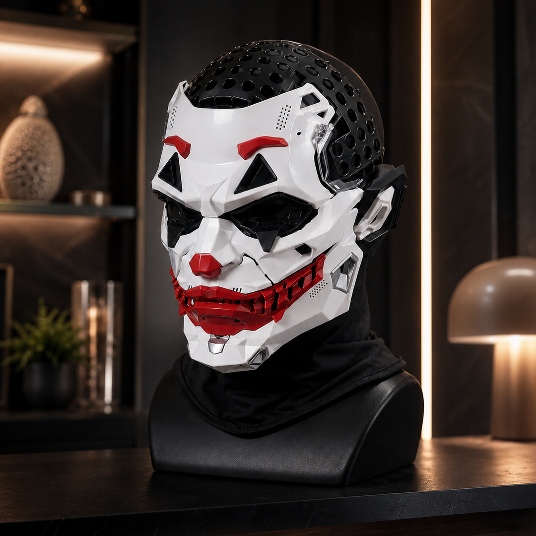 Cyberpunk Clown Mask with Wig for Halloween Cosplay