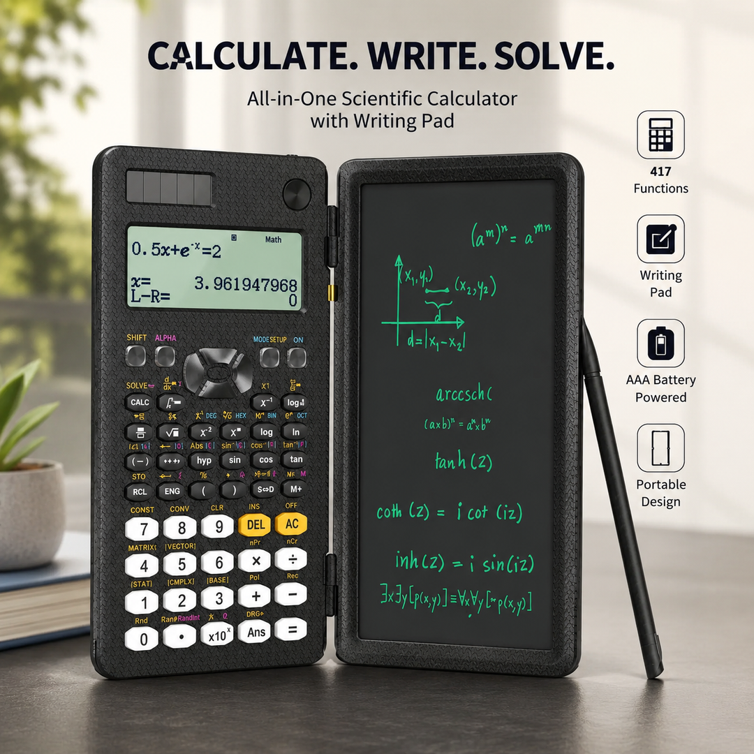 Mini Scientific Calculator with LCD Writing Tablet Notepad Office School Supplies