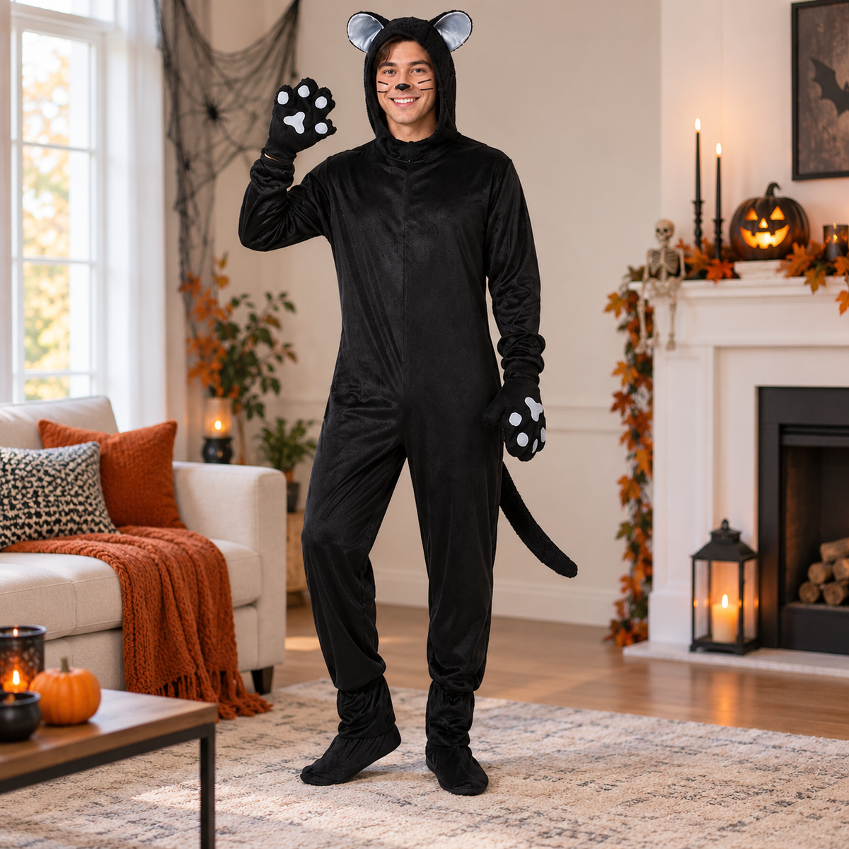 Halloween Black Cat Couple Cosplay Bodysuit for Family