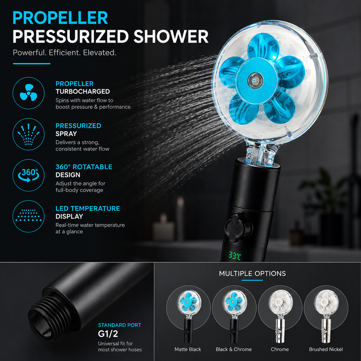 LED Shower Head Digital Temperature Display Color Changing High Pressure 3 7 Colors